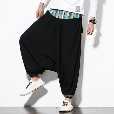 Pantalones Anchos Étnicos Nepaleses con Tirantes Retro para Hombre - Image 6