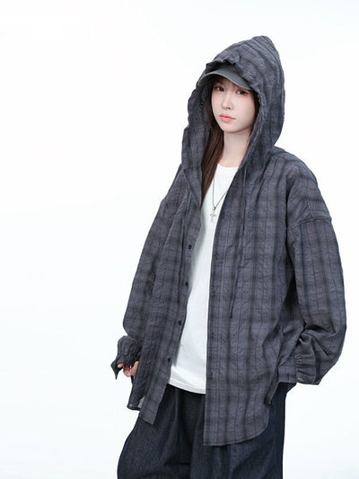 Camisa Cuadros con Capucha Oversized Retro Casual - Image 4