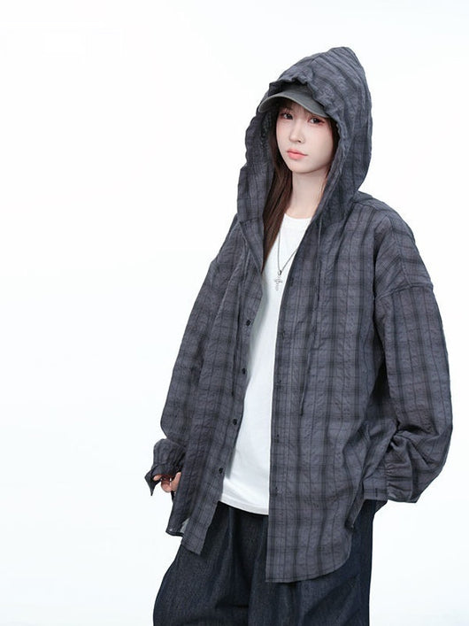 Camisa Cuadros con Capucha Oversized Retro Casual - Image 4