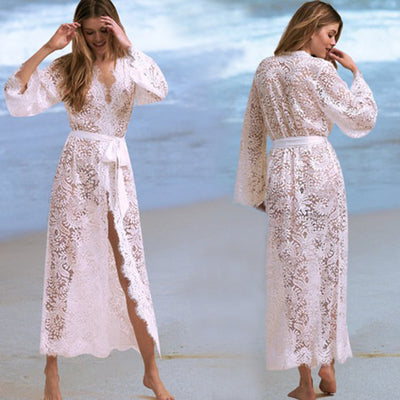 Blusa Bikini de Encaje con Protección Solar - Cardigan Playero Sexy