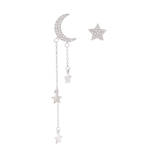 Aretes Asimétricos de Plata Esterlina con Luna, Estrella y Borla para Niña - Image 9