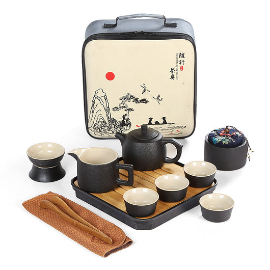 Juego de Té de Cerámica Negra Japonesa Artesanal