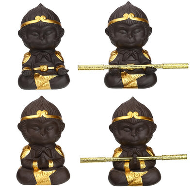 Juego de Té Kung Fu en Arcilla Púrpura con Estatua del Rey Mono - Decoración para Bandeja de Té - Image 5