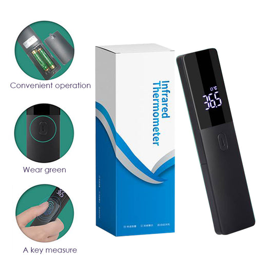 Two black full-screen infrared thermometers with digital displays showing 36.5 °C, one upright and one tilted. - Image 2