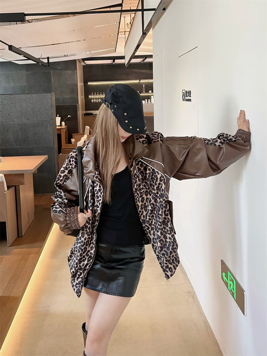 Chaqueta de Cuero PU con Detalles Leopardo - Image 8