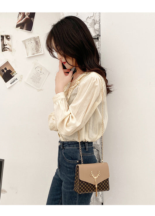 Bolso Crossbody Cuadrado Pequeño con Cadena y Detalle de Borla - Diseño Bicolor Elegante - Image 19