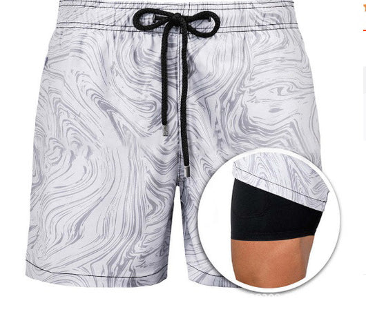 Pantalones Cortos Deportivos Estampados de Doble Capa para Hombre - Image 7