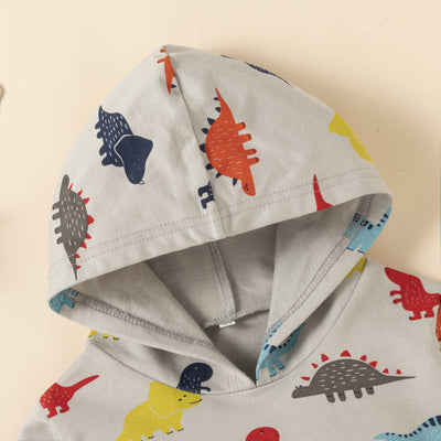 Conjunto de Sudadera con Capucha y Pantalón Estampado Dinosaurios para Otoño e Invierno - Image 12