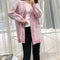 Cardigan de Punto con Patrón Pata de Gallo y Escote en V para Mujer