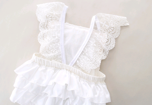 Mono Blanco de Encaje para Bebé - Jumpsuit Elegante de Verano - Image 5