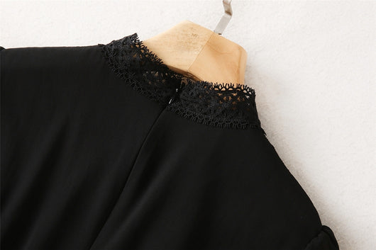 Vestido Plisado de Encaje Reforzado Largo Medio - Image 7