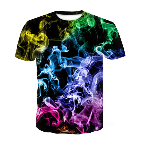 Playera Pareja Efecto Humo 3D Cuello Redondo Manga Corta Unisex