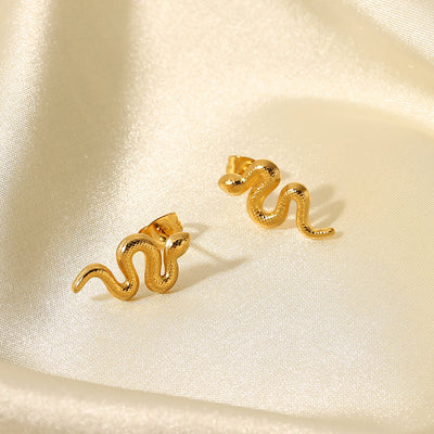 Aretes de Serpiente Chapados en Oro 18K con Acero Inoxidable para Mujer - Image 3