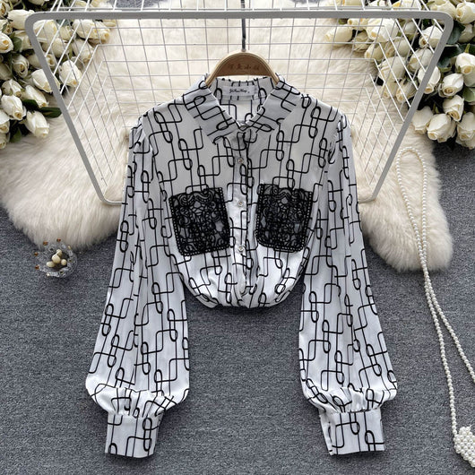 Blusa Larga de Chifón Estampada para Mujer - Transición Perfecta al Otoño - Image 18