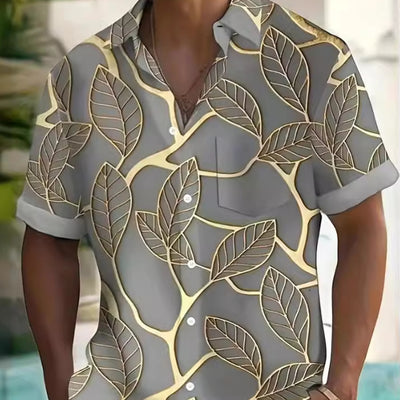 Camisa Estampada para Hombre con Cuello Solapa de Manga Corta - Image 2