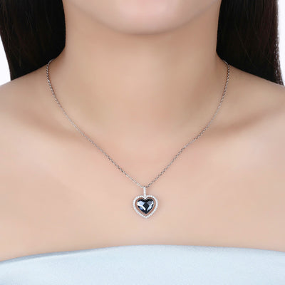 Collar de Cristal para Mujer con Corazón de Diamante en Plata Esterlina S925 - Image 5