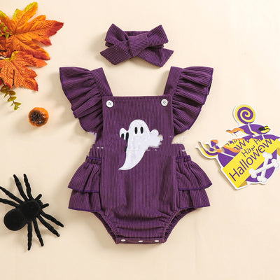 Pantalón Portabebé con Cadera Envolvente y Bordado Halloween para Niños