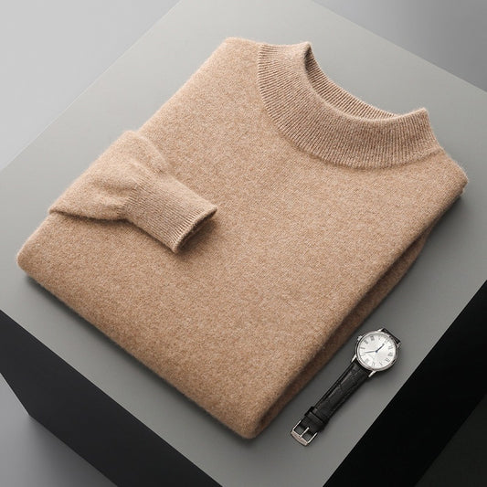 Suéter de Cuello Medio en Lana para Hombre - Pullover Ligero Otoño Invierno