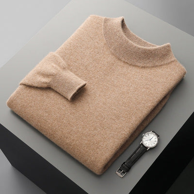 Suéter de Cuello Medio en Lana para Hombre - Pullover Ligero Otoño Invierno
