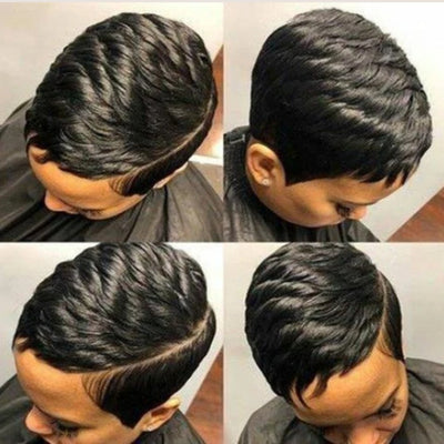 Peluca Corta Esponjosa Negra - Tendencia Cabello Corto - Image 5