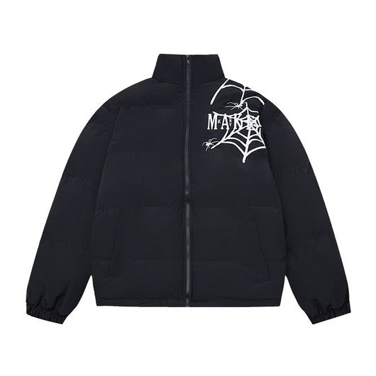 Chaqueta Acolchada Hombre con Cuello Alto y Estampado Telaraña - Image 3