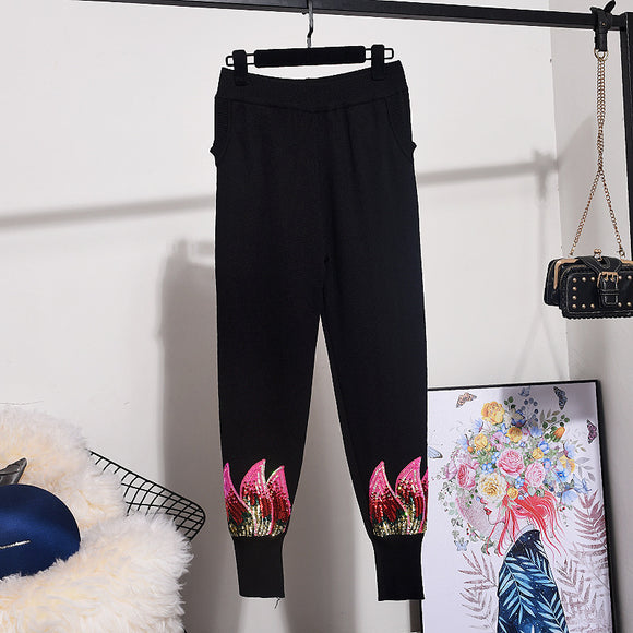 Conjunto de Dos Piezas Suéter Grueso y Pantalón de Punto
