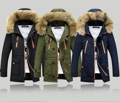 Abrigo Parka de Invierno para Hombre con Forro de Terciopelo y Cuello de Pelo Ancho