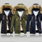 Jaqueta Parka Masculina de Inverno com Forro de Veludo e Gola de Pelo Larga