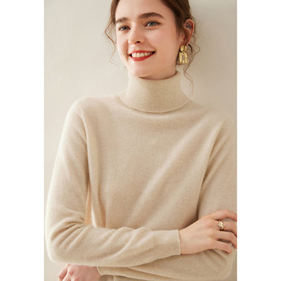 Suéter Cuello Alto de Cachemira Pura para Mujer - Image 13