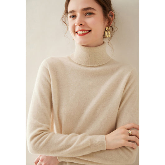 Suéter Cuello Alto de Cachemira Pura para Mujer - Image 13