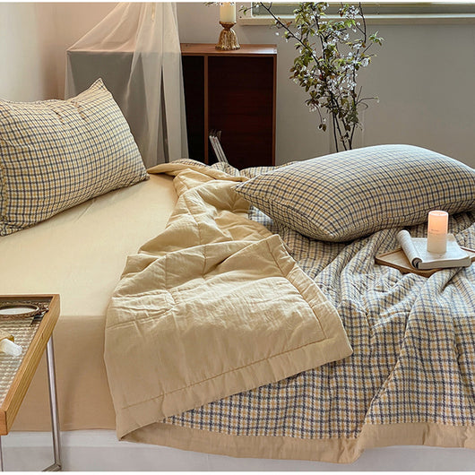 Colcha Reversible Cuadros Verano Lujo Cama Queen Ligera Transpirable - Image 5