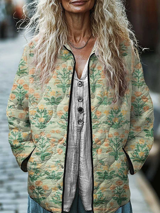Chaqueta Acolchada de Algodón para Mujer con Estampado Floral Digital - Image 17