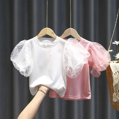 Blusa Infantil Coreana con Mangas Abullonadas - Estilo Verano - Image 4