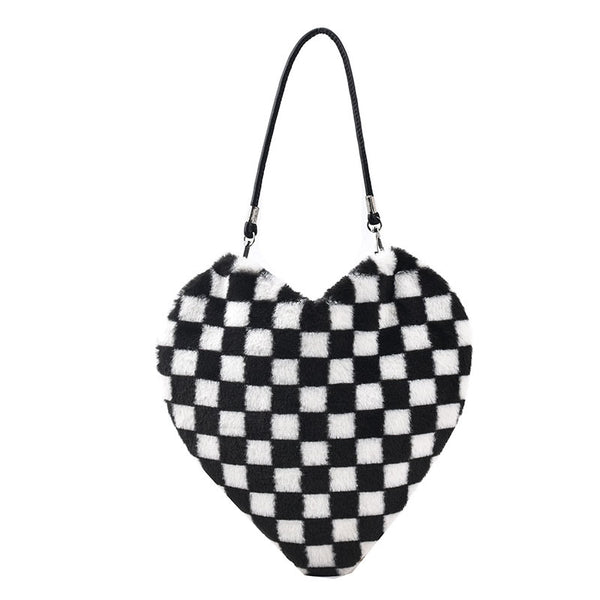 Bolso Peluche Love Lattice Cuadros Ajedrez - Diseño Único - Image 3