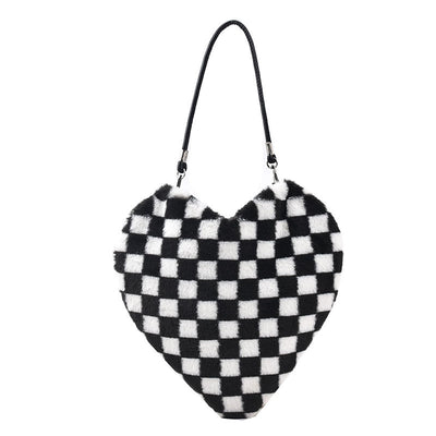 Bolso Peluche Love Lattice Cuadros Ajedrez - Diseño Único - Image 3