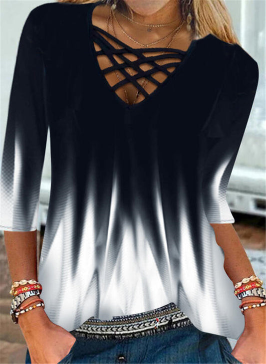 Blusa Casual de Manga Larga con Estampado Degradado