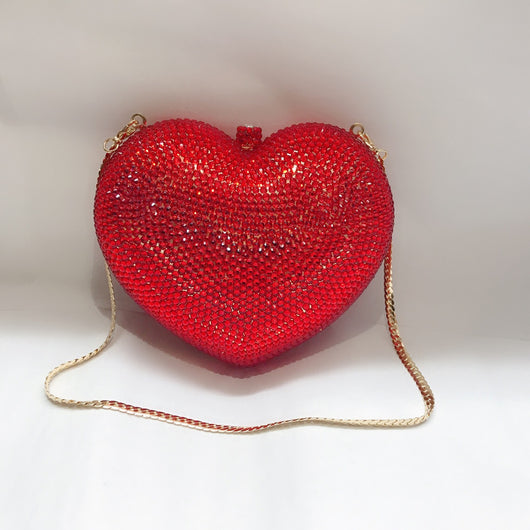Bolso de Cena Corazón Diamante Rojo Pêssego - Image 9