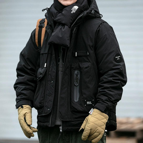 Chaqueta Acolchada de Trabajo Impermeable con Capucha y Múltiples Bolsillos