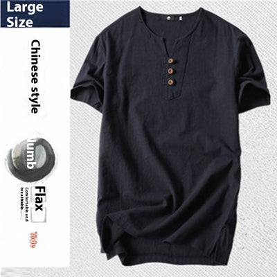 Camiseta Hombre Algodón y Lino Suelta - Image 3