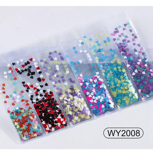Parches de Uñas con Brillos, Lentejuelas y Diamantes Láser - Diseño Corazón - Image 8