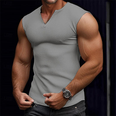 Camiseta sin Mangas Textura Waffle Colores Sólidos Hombre - Image 6
