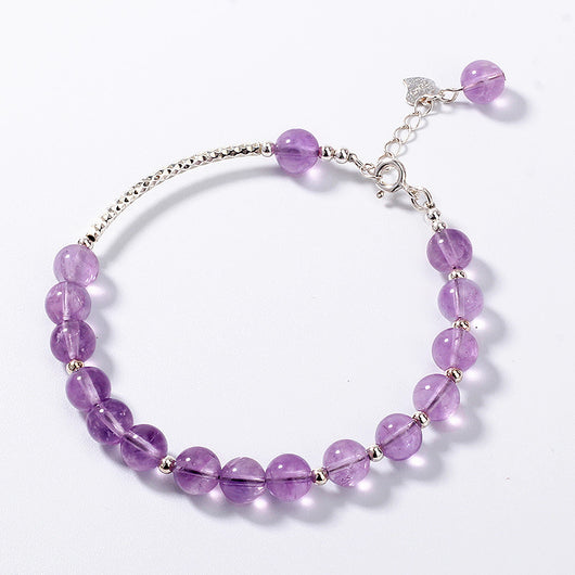Pulsera de Cuentas Redondas Amatista Lavanda Natural - Image 6