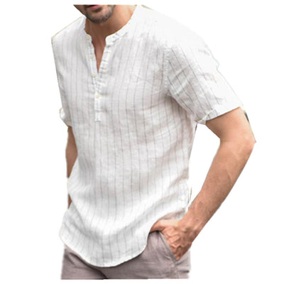 Camisa Polo Manga Corta a Rayas con Cuello Alto - Image 13