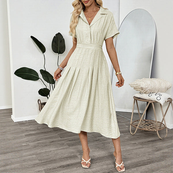 Vestido Camisero Ajustado con Bolsillos - Falda Entallada para Oficina