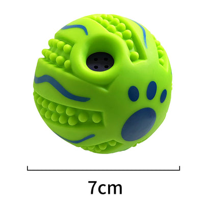 Yellow and green textured dog toy ball with food leakage holes, measuring 10cm in diameter. - Image 17