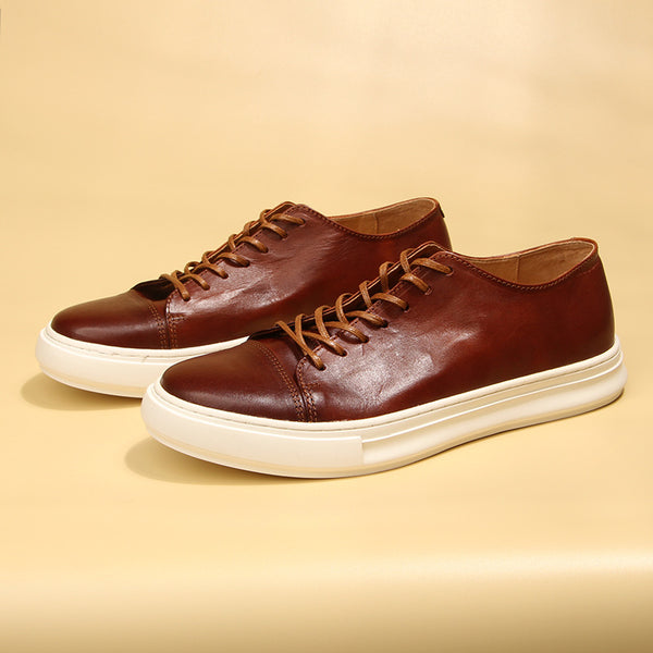 Zapatos Casuales de Cuero Vintage Efecto Gastado