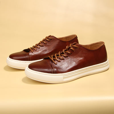 Zapatos Casuales de Cuero Vintage Efecto Gastado