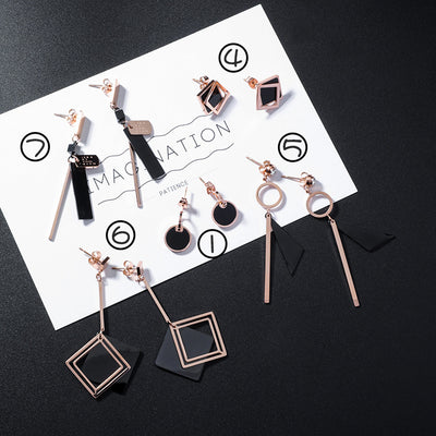 Aretes de Acero Titanio Geométricos con Borlas - Diseño Moderno y Versátil - Image 4