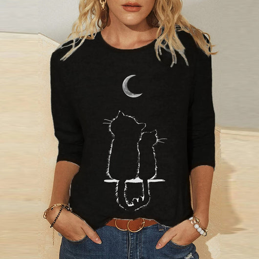 Playera Manga Larga Estampada Cuello Redondo para Mujer - Image 7