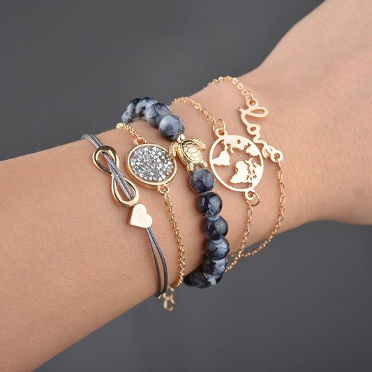 Set de Pulseras Boho Corazón Tortuga con Piedras - Diseño Infinito para Mujer - Image 2